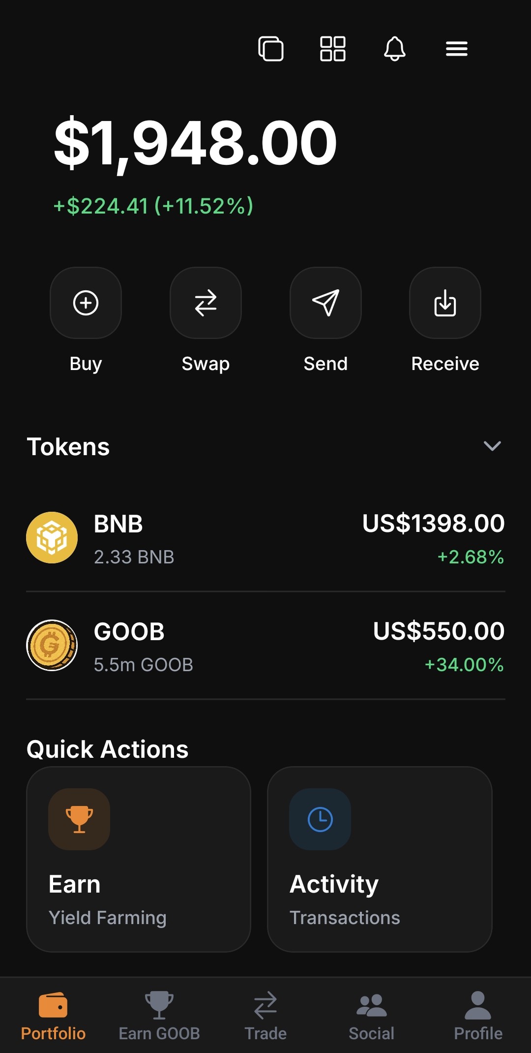 GOOB Wallet Portfolio - Track your crypto portfolio across all networks